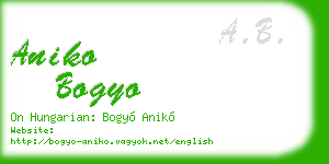 aniko bogyo business card