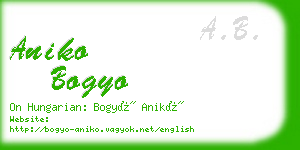 aniko bogyo business card